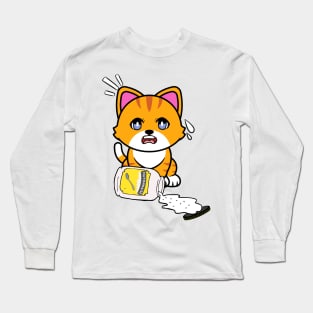 Funny orange cat spilled a jar of mayonnaise Long Sleeve T-Shirt
